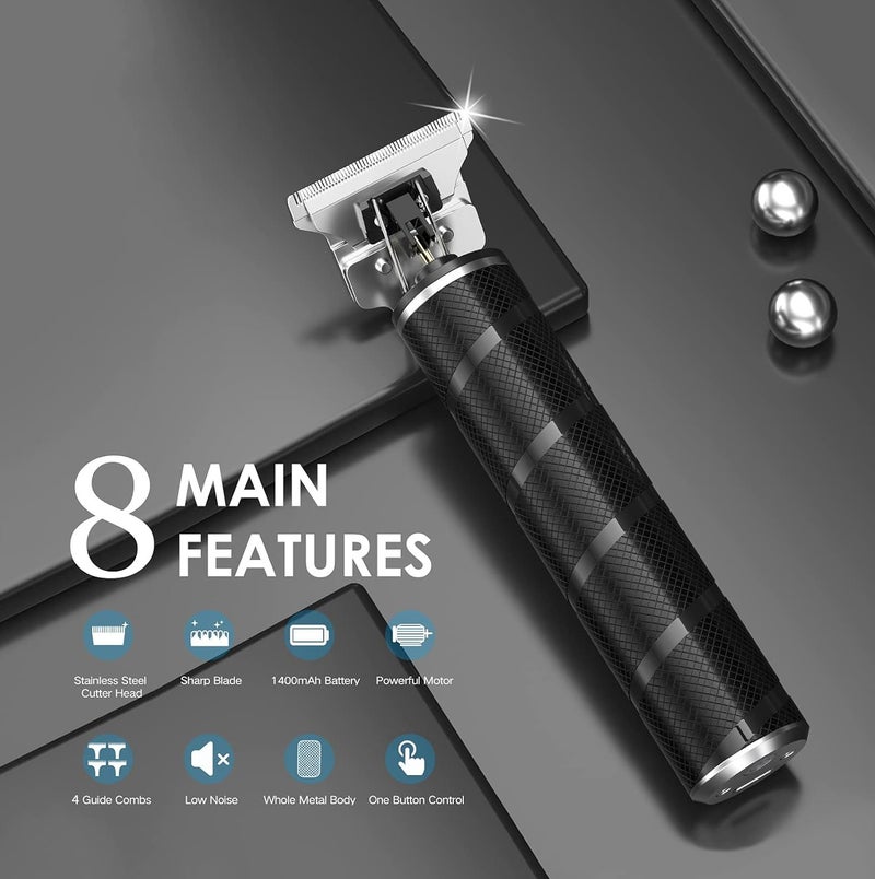 مارك ستور ماكينة قص الشعر للرجال، ماكينة حلاقة كهربائية لاسلكية، مجموعة تشذيب اللحية، ماكينة حلاقة اللحية بتفاصيل مقاومة للماء، مجموعة أدوات تشذيب الشعر على شكل حرف T مع 4 أدلة (ذهبي) - Image 4